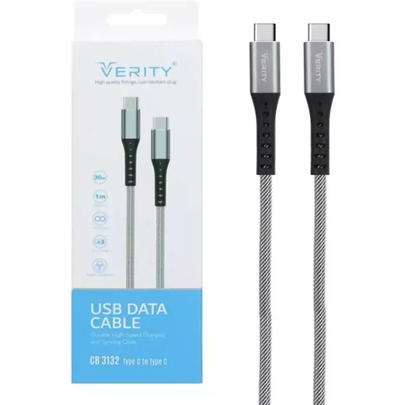 کابل شارژ و دیتا Verity Type C to Type C کنفی مدل CB 3132 با گارانتی آسان سرویس