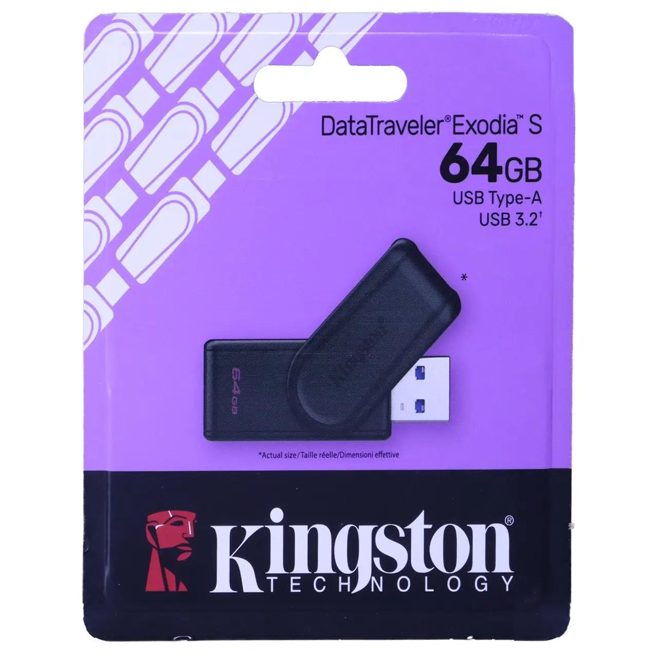 فلش مموری KingSton مدل DataTraveler Exodia S USB3.2 ظرفیت 64GB - مشکی