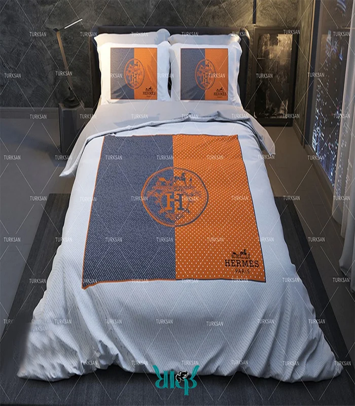 روتختی نارنجی طوسی دونفره مدل hermes کد d281