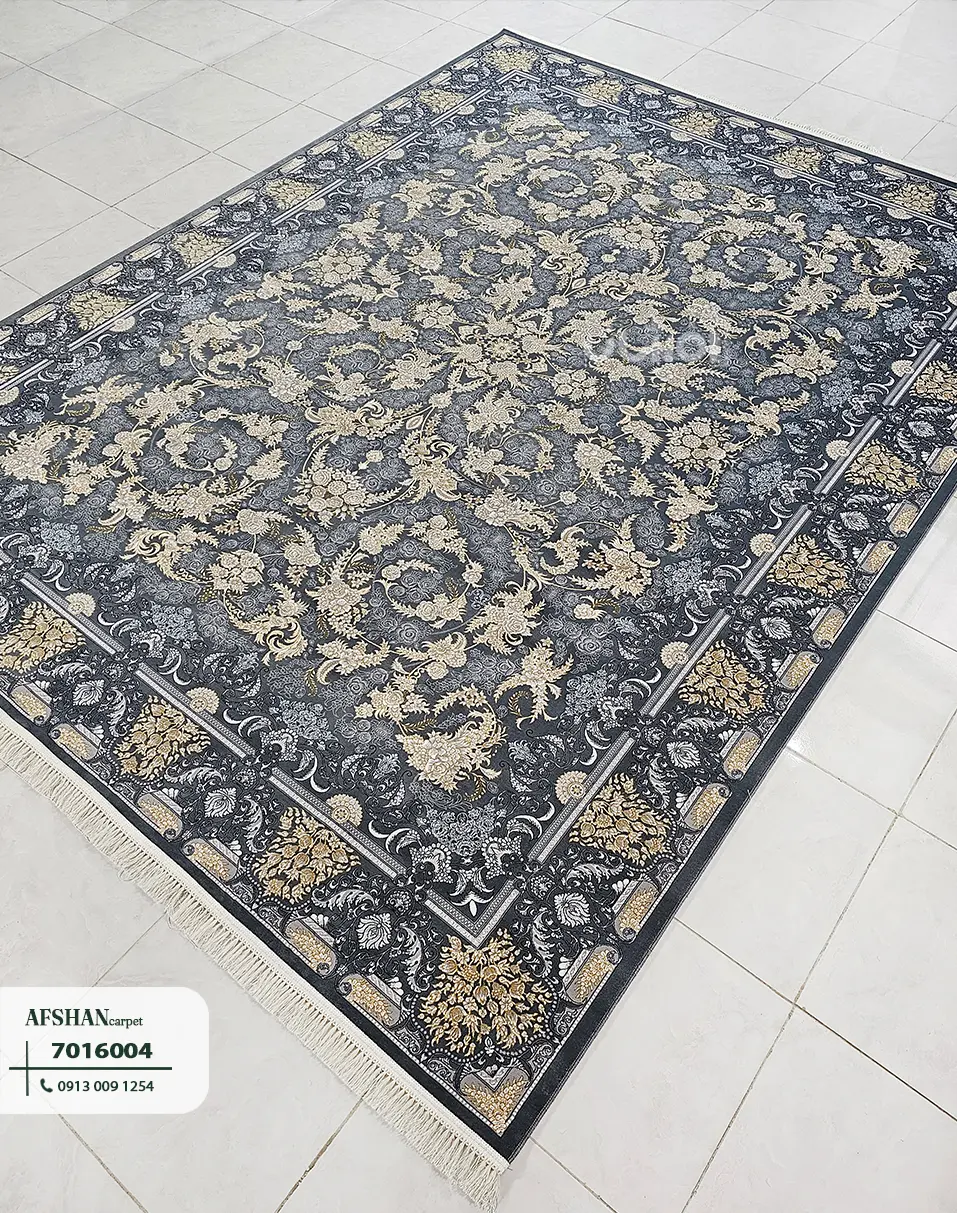 فرش 700 شانه آکرلیک طرح آترین طلاکوب کد 7016004 لیا
