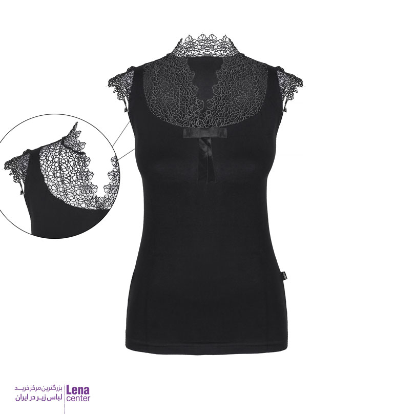 تاپ زنانه نخی یقه گیپور