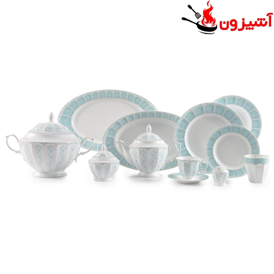 سرویس 103 پارچه 12 نفره طرح آرتمیس فیروزه ای