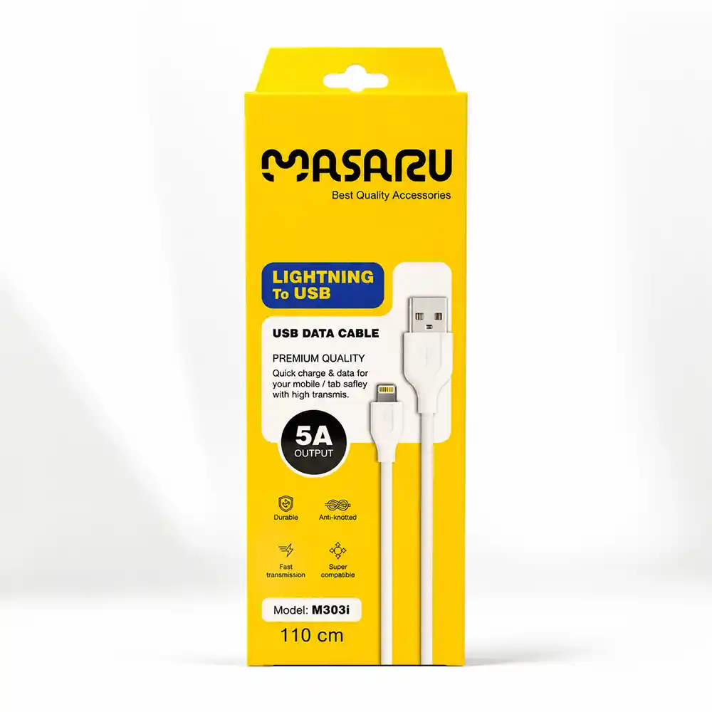 کابل شارژ و انتقال دیتا لایتنینگ MASARU مدل M303i