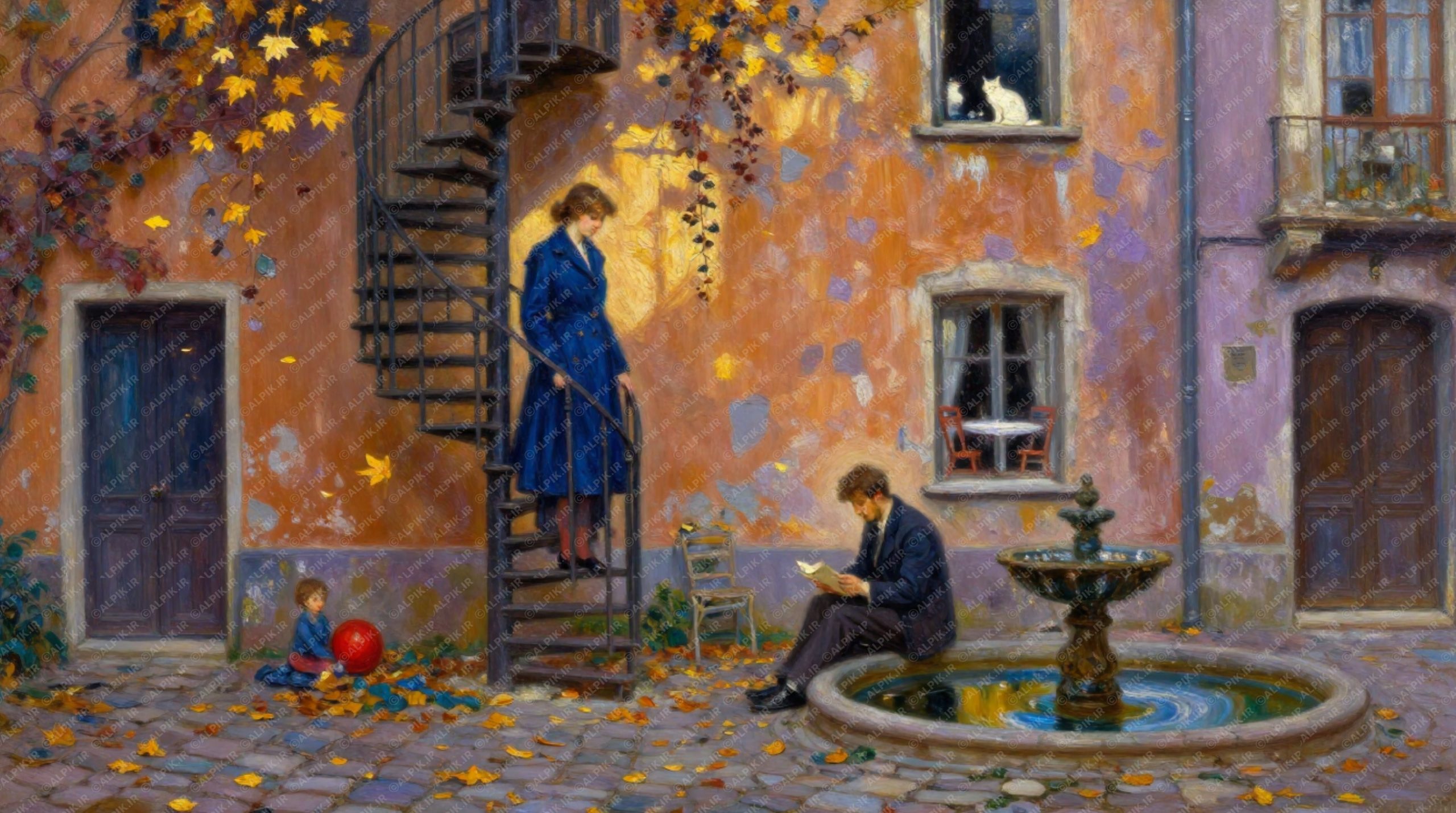 عصر پاییزی در حیاط