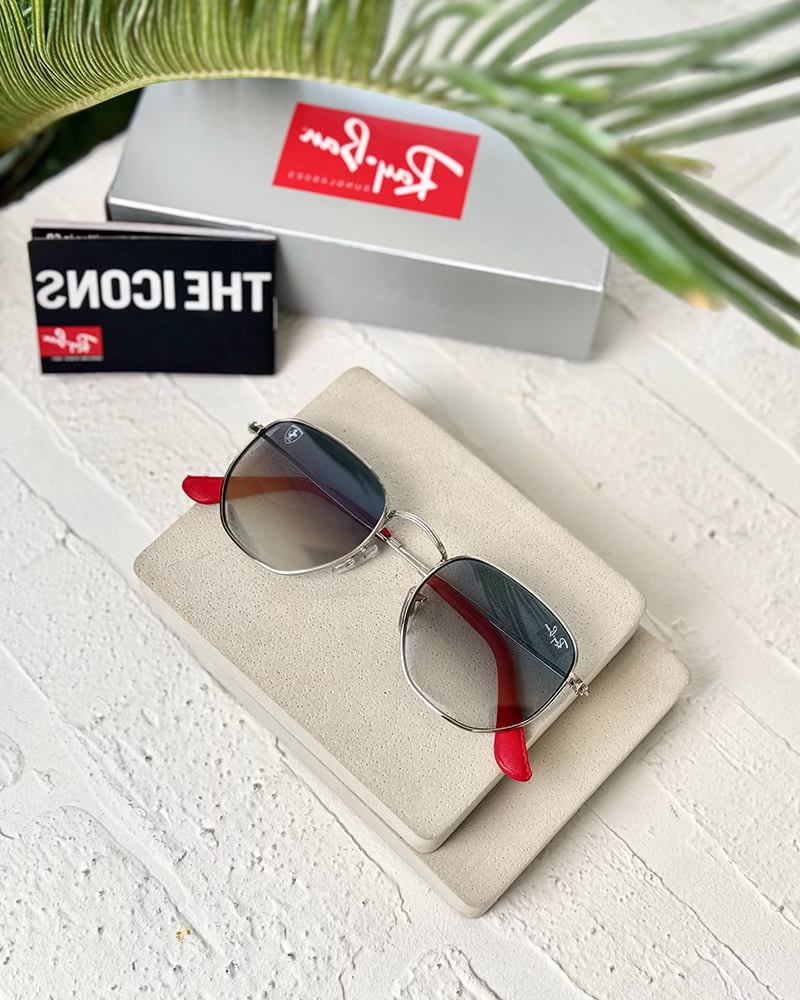 عینک آفتابی اسپرت ریبن  مدل RayBan RB3548NM - فریم نقره ای عدسی هایلایت آبی