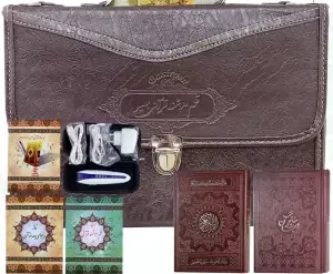 قلم هوشمند قرآنی بصیر بسته مدل 8گیگ با قرآن درشت خط 1208صفحه ای و منتخب مفاتیح با کیف چرم