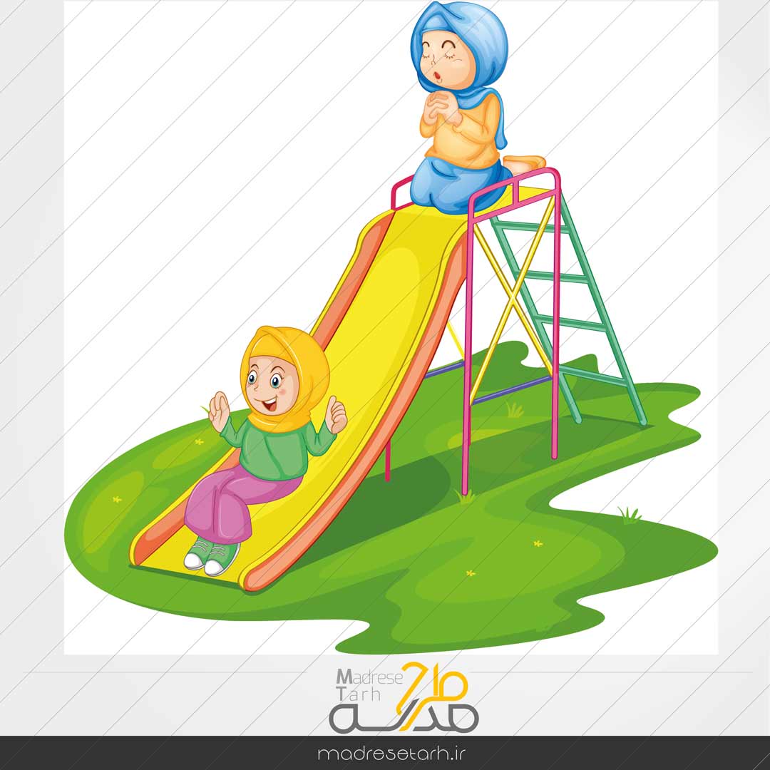 وکتور کاراکتر دختر با حجاب در حال بازی