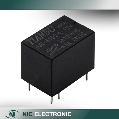 رله مخابراتی 12V-3A بوبین وسط 6 پین مارک TIANBO کد HJR-4102-L-12V