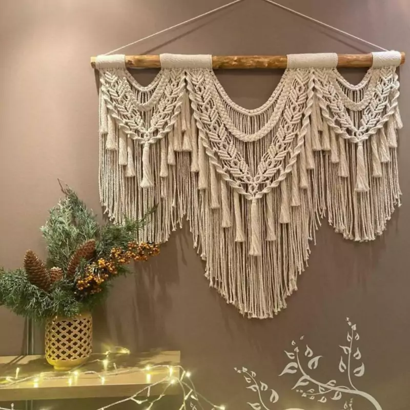 دیوار کوب مکرومه طرح ترنم برند ریسمونک و رنگ دلخواه