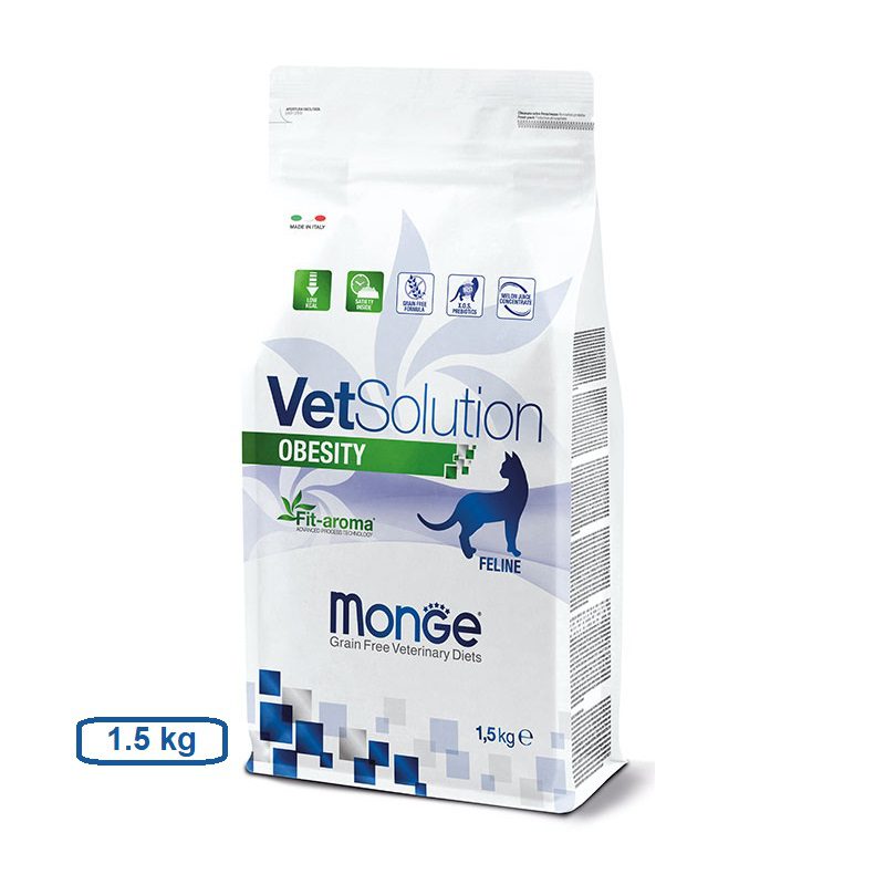 غذای خشک درمانی مونژه برای گربه‌های دارای اضافه وزن با طعم مرغ Monge Obesity Cat Food With Chicken وزن 1.5 کیلوگرم