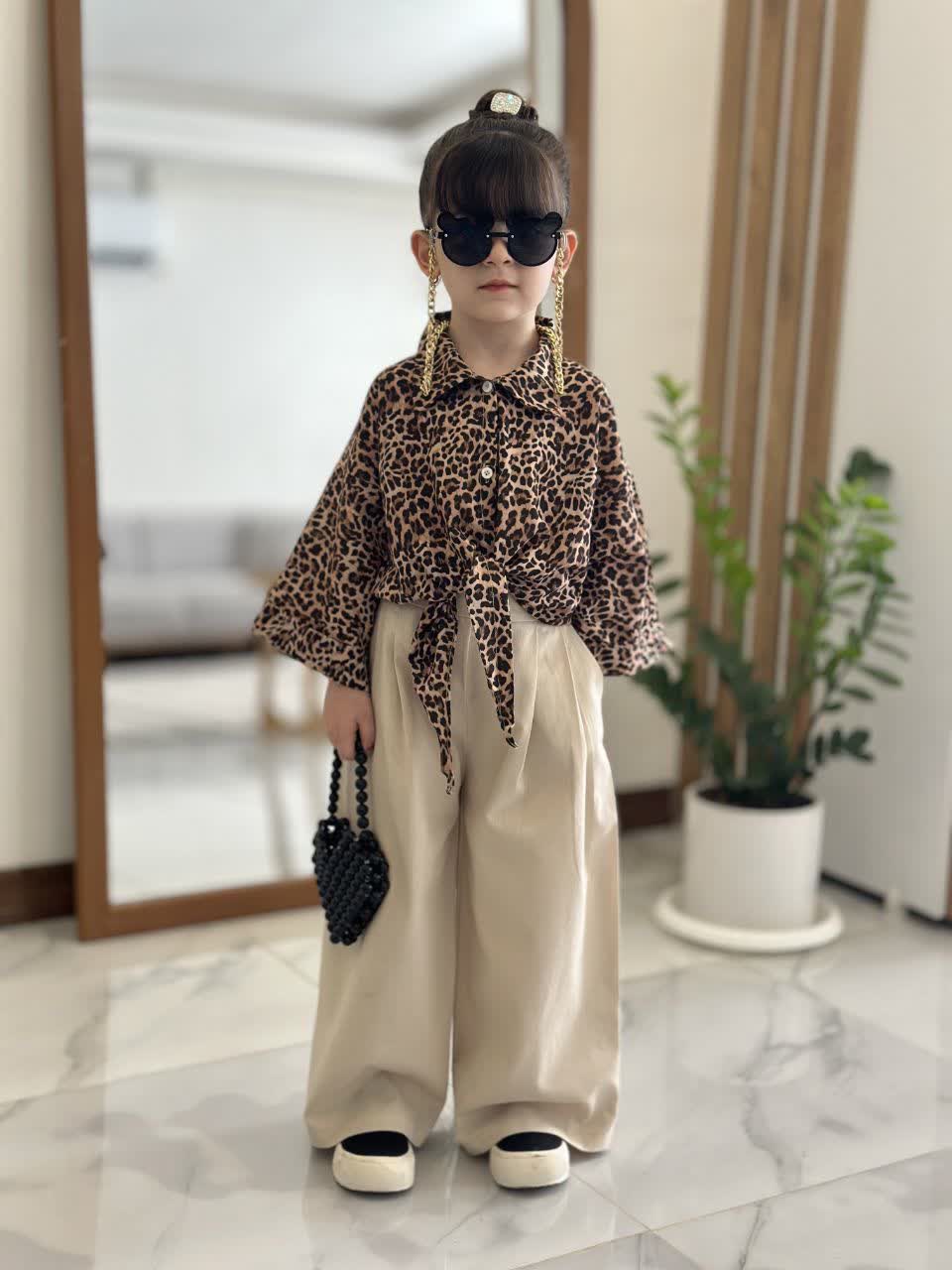 تیشرت شلوار گره ای پلنگی