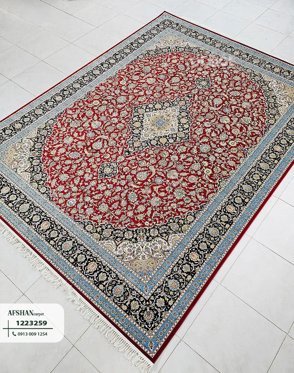 فرش 1200 شانه آکرلیک طرح کاشانه کد 1223259 آریا