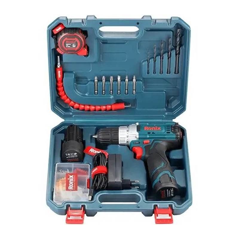 کیت دریل شارژی 12 ولت تک باطری 19 پارچه رونیکس مدل RS-8613