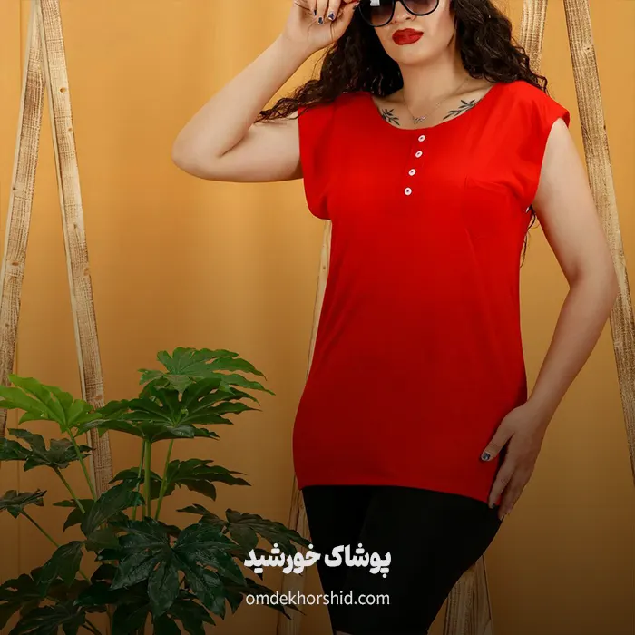 تیشرت آستین سرخود تک جیب