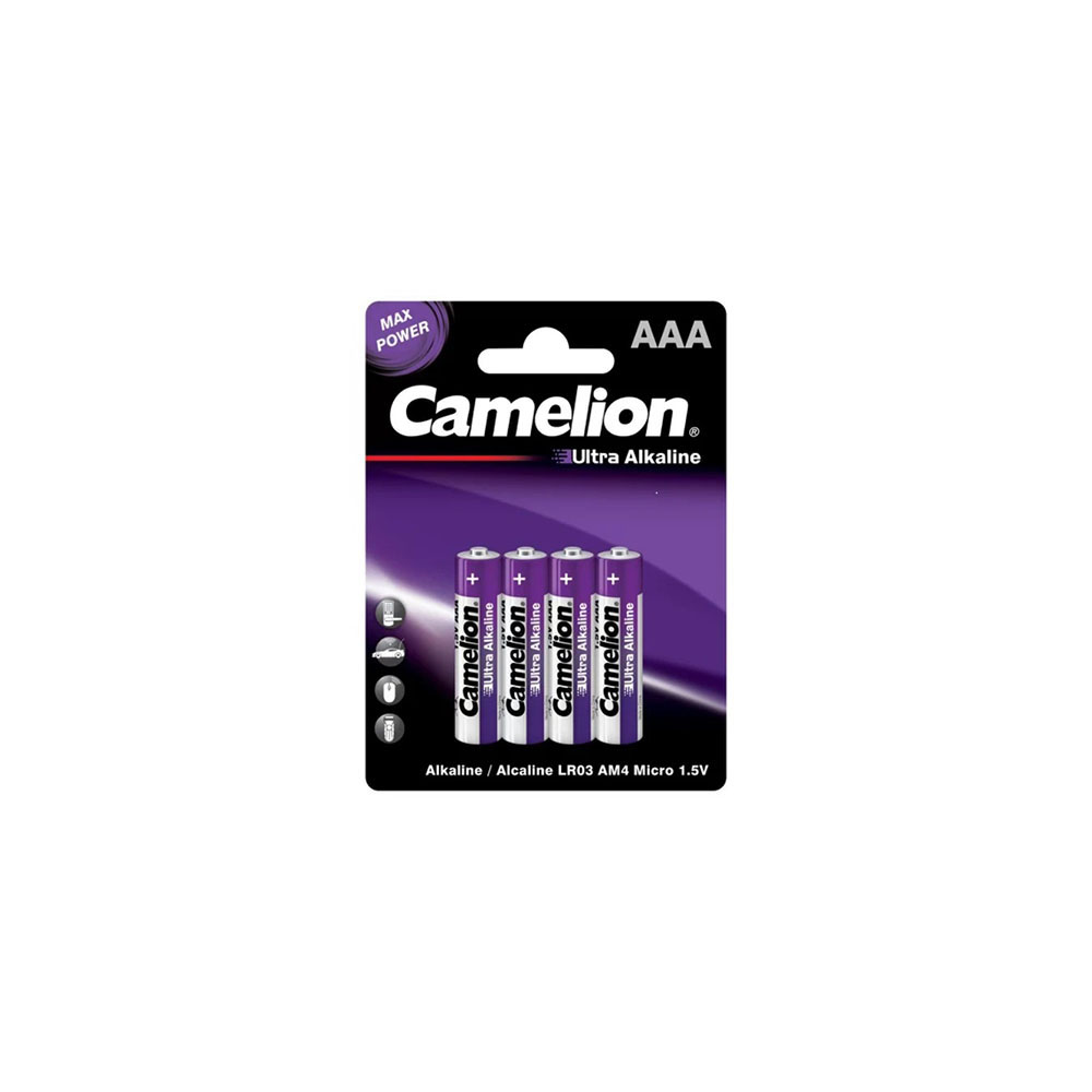 باتری نیم قلمی کملیون مدل اولترا آلکالاین 4 عددی Camelion Ultra Alkaline AAA Battery 4 Pack