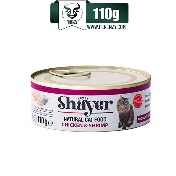 کنسرو گربه بالغ شایر طعم مرغ و میگو مدل نچرال وزن 110 گرم Shayer Natural Cat Food Chicken & Shrimp