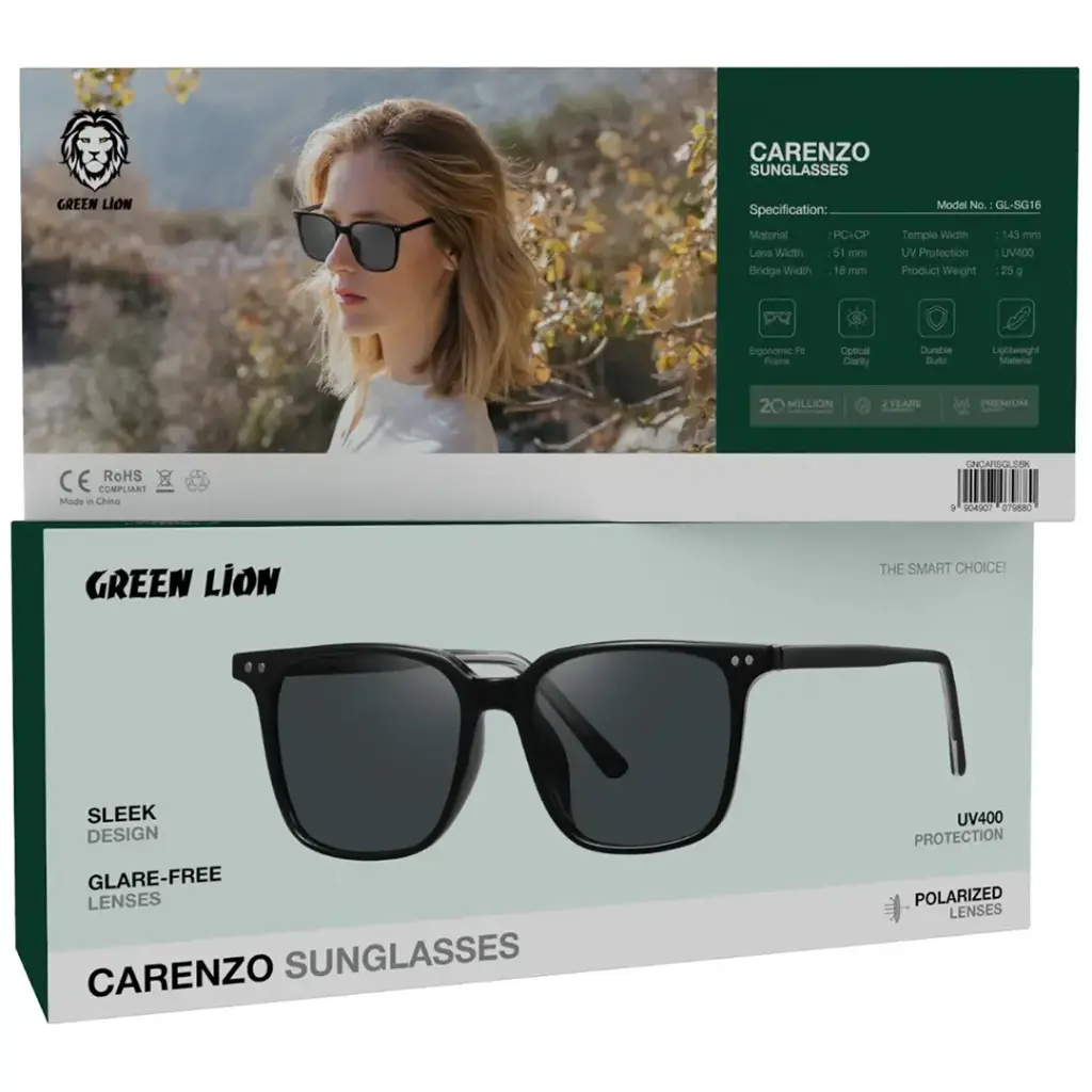 عینک آفتابی گرین لاین Green Lion Carenzo Sunglasses GNCARSGLSBK