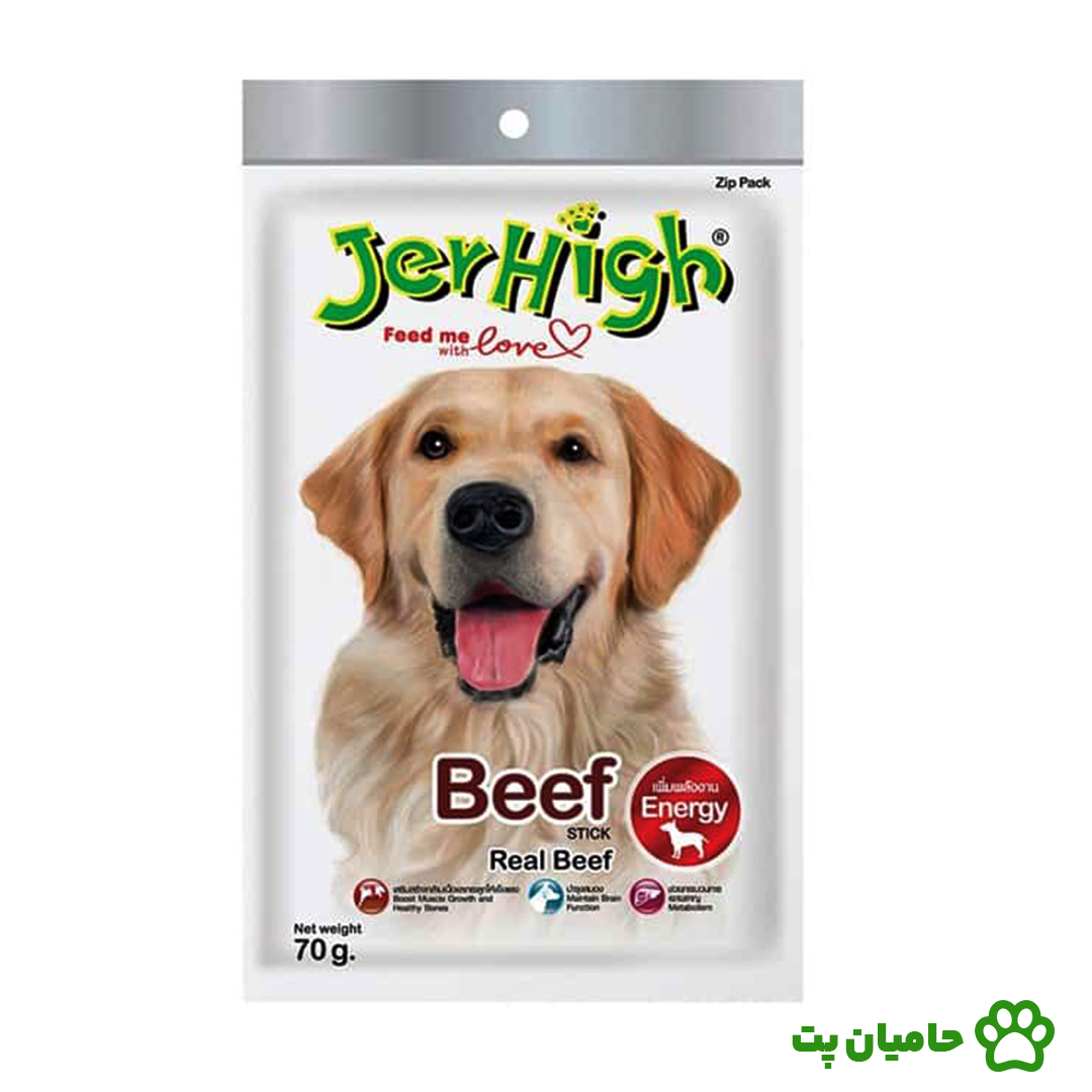 تشویقی جرهای بیف (Beef stick) وزن 70 گرم