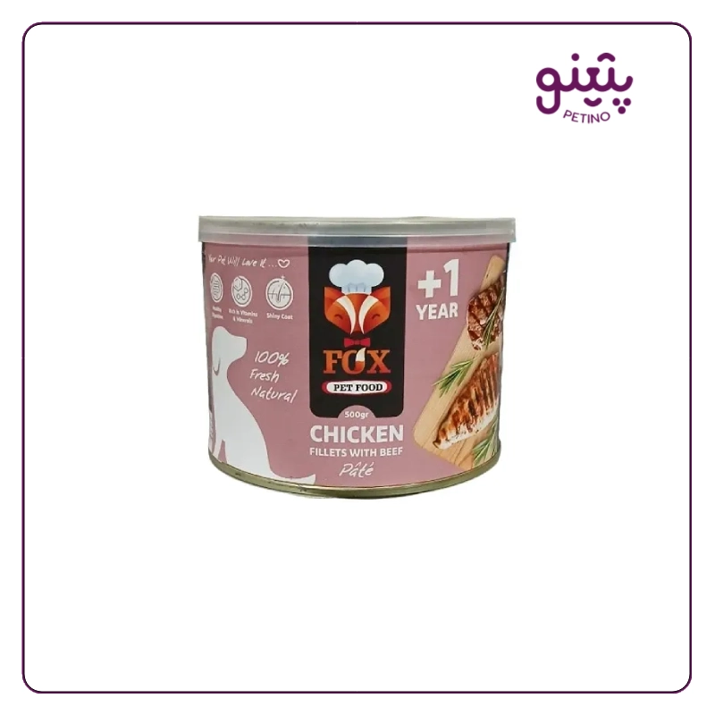 کنسرو سگ فاکس با طعم مرغ و گوشت