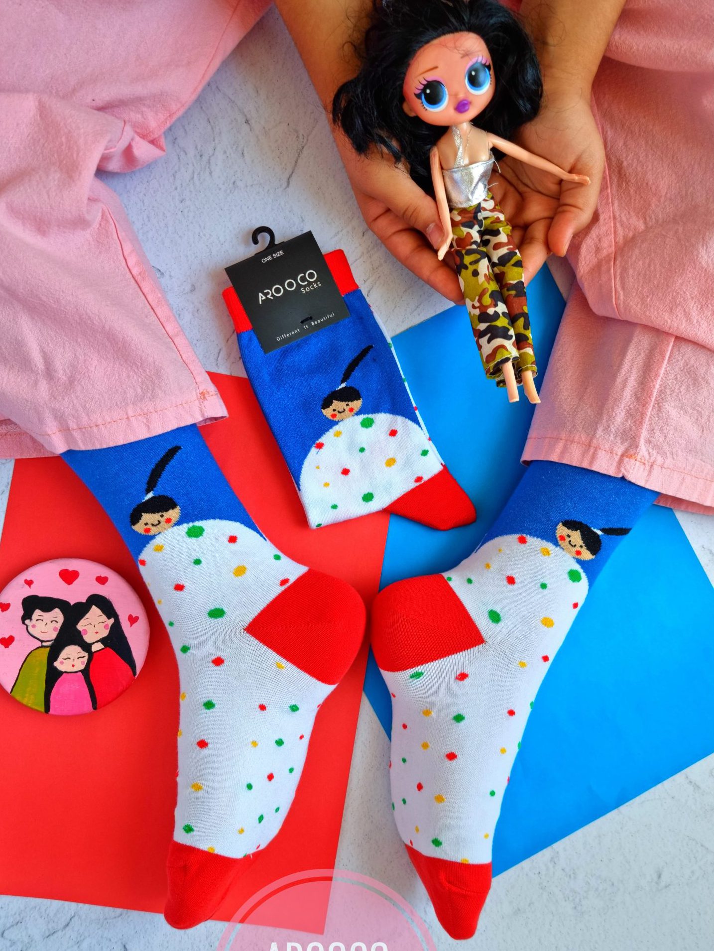جوراب طرح Doll کد 665