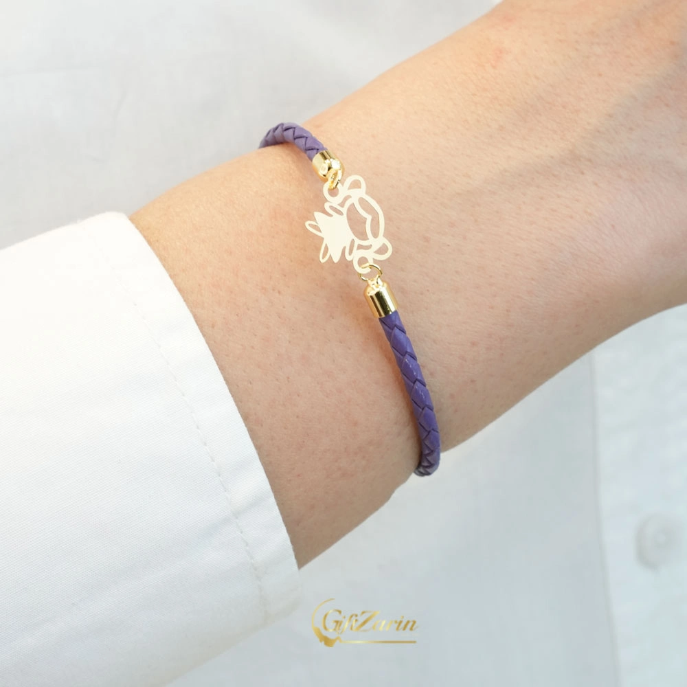 دستبند چرم و طلا دختر B229