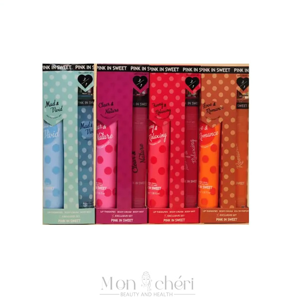 ست عطر، کرم دست و بالم لب PINK IN SWEET (رایحه‌های متنوع)