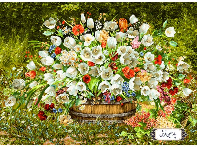 خرید نخ و نقشه تابلو فرش طرح گلدان گل - کد NG1430