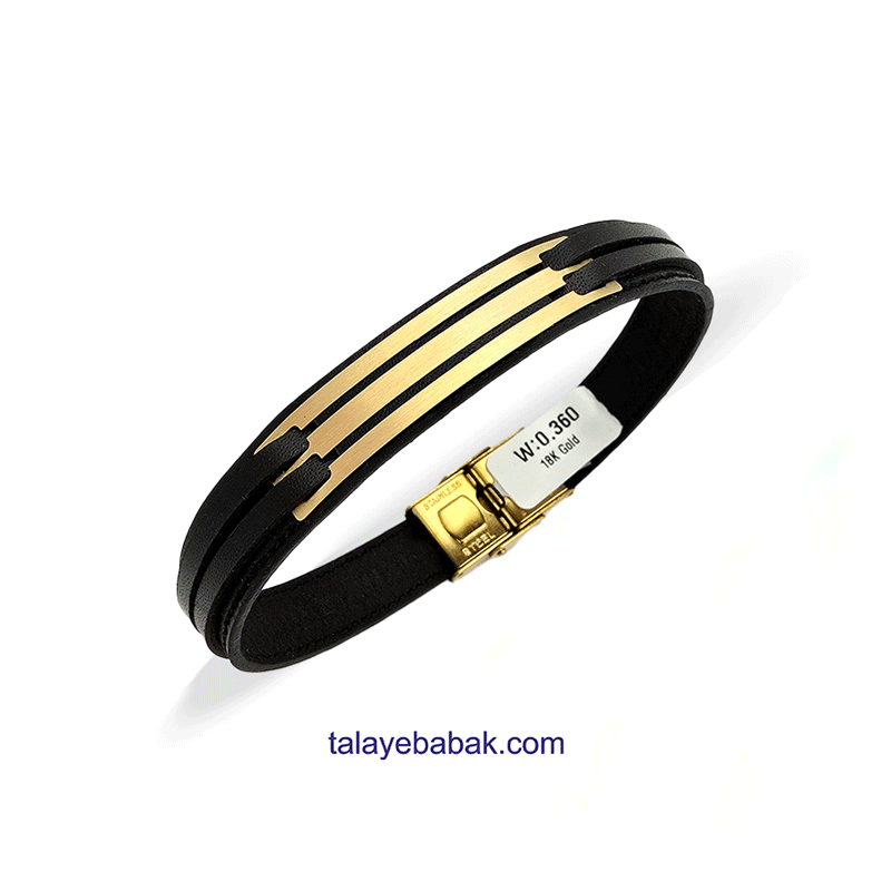 دستبند چرم و طلا DM075