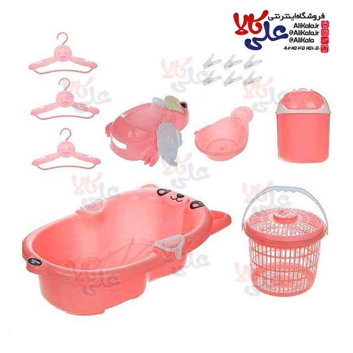 سرویس وان حمام 8 پارچه پلاستیک ارابه طرح پاندا
