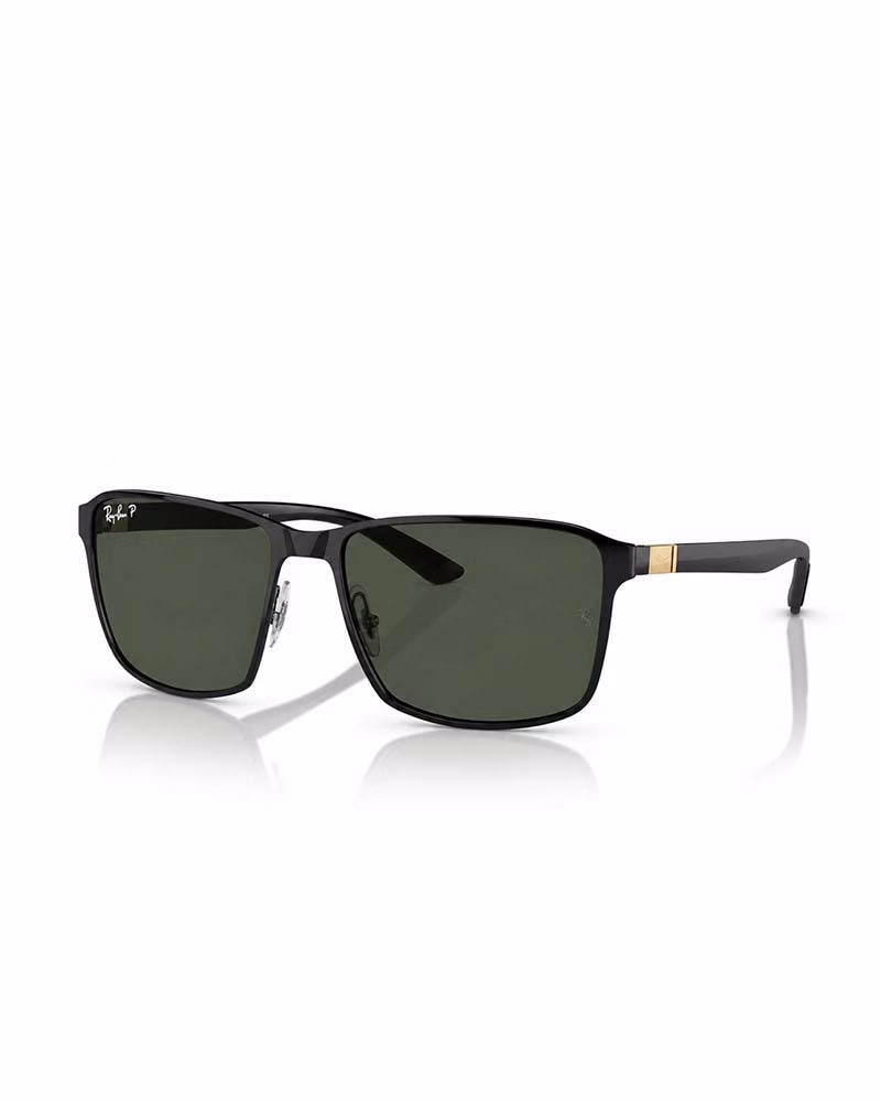 عينک آفتابی اورجينال اسپرت ريبن پلاریزه مدل Rayban RB3721CH - فريم مشكي طلايي دسته مشكي عدسي سبز پلاريزه