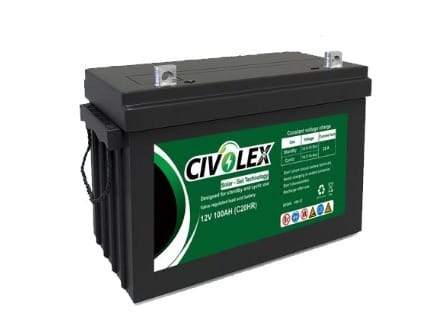 باتری خورشیدی ژل دیپ سایکل 100 آمپر 12 ولت برند CIVOLEX