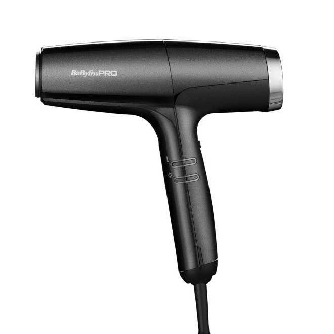 سشوار حرفه‌ای 2000 وات بابیلیس پرو مدل BAB8550BE-FALCO با موتور BLDC، تنظیم دما و سرعت در 2 حالت و دارای سری کاهش وز مو - مشکی - نقره ای