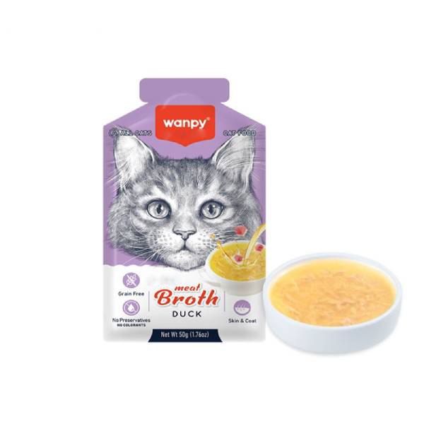 سوپ گربه ونپی با طعم اردک سفارش اروپا Wanpy Meat Broth وزن 50 گرم