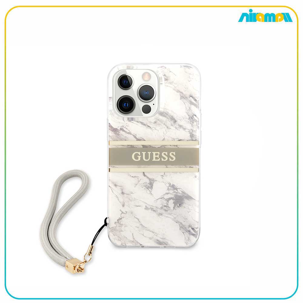 کاور گس طرح سنگ مرمر مدل PC/TPU همراه با بند مناسب برای گوشی موبایل Iphone 13 Pro Max