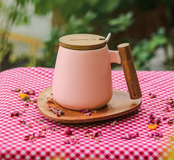 ماگ سرامیکی دسته چوبي آيسرام درب دار لانژ