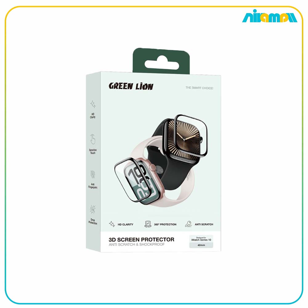 محافظ صفحه نمایش گرین لاین مدل 3D Screen Protector مناسب برای اپل واچ سری 10_46 میلی متری