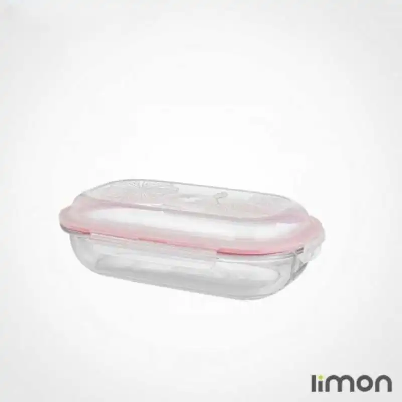 ظرف شیشه ای سرو بیضی دربدار 900 میلی لیتری لیمون کد 200635