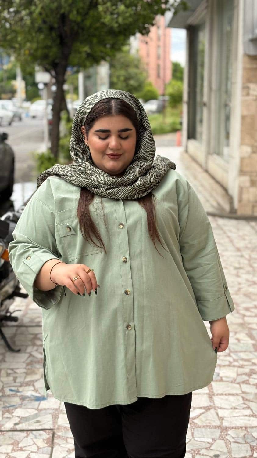 لینن پشت دکمه دار - سایز 3, سبز پاستیلی