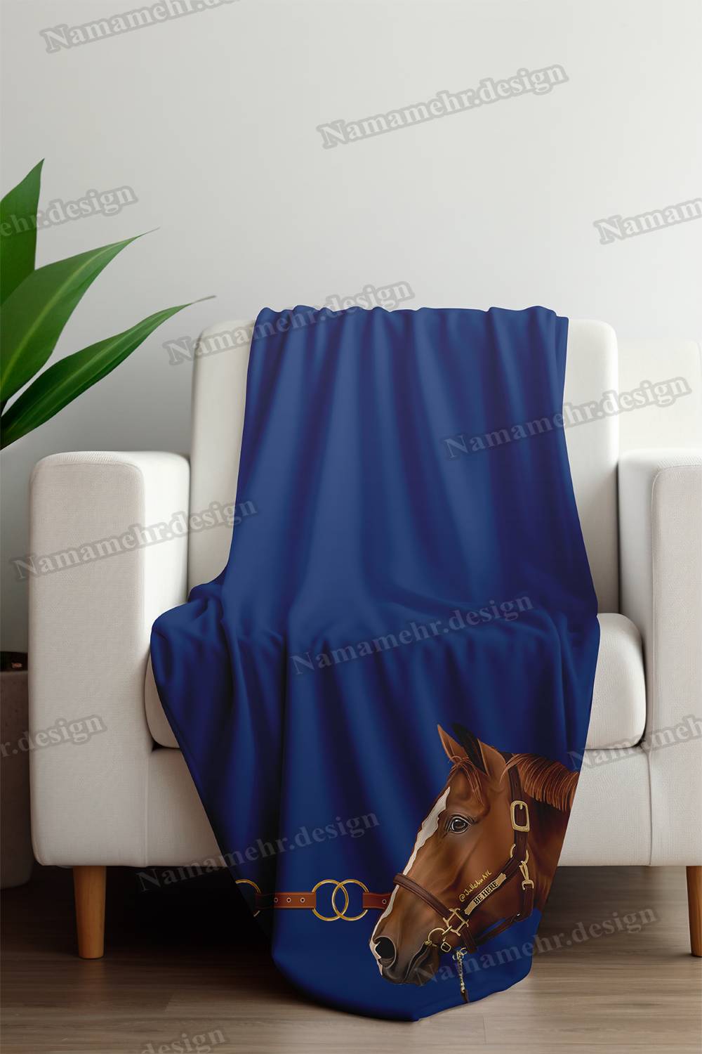 شال مبل طرح هرمس رنگ ابی کد L045