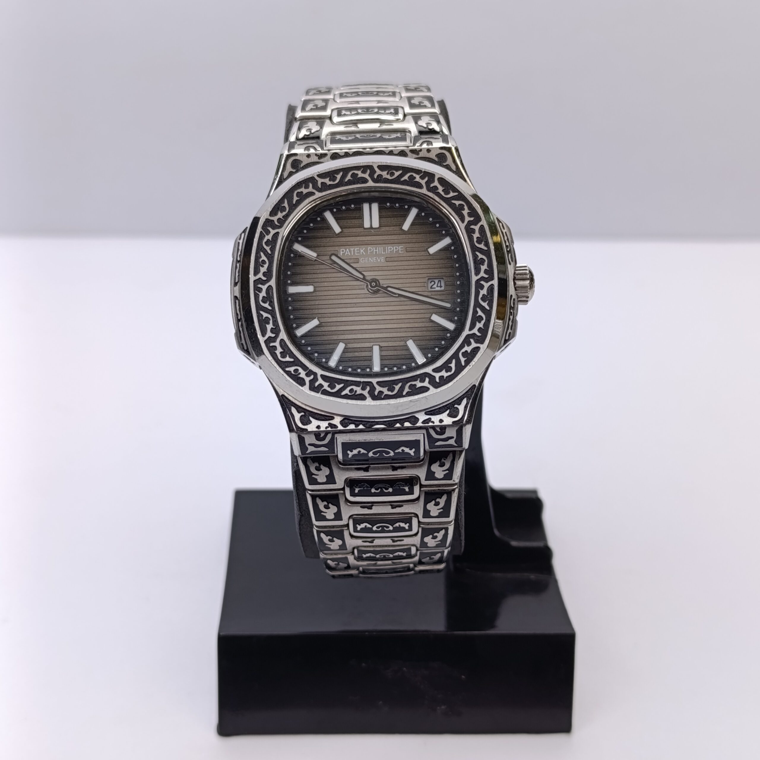 ساعت مردانه پتک فیلیپ بند استیل سیاقلم PATEK PHILIPPE