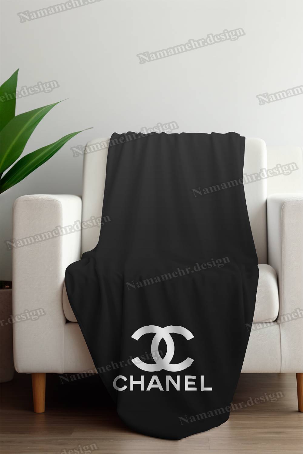 شال مبل طرح شنل رنگ مشکی کد L053