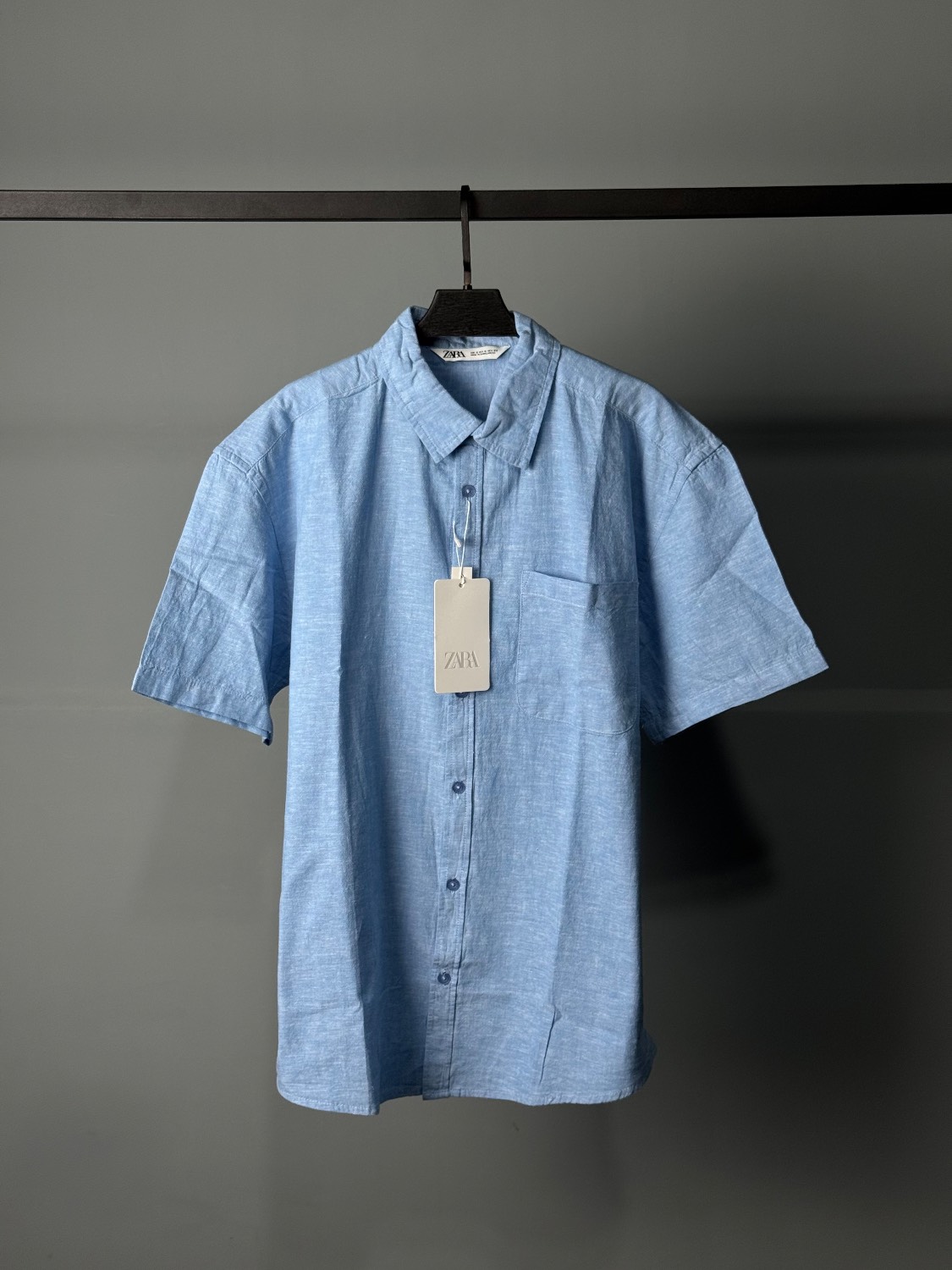 پیراهن لینن مردانه اورجینال برند (ZARA) کد 0153 - L, آبی