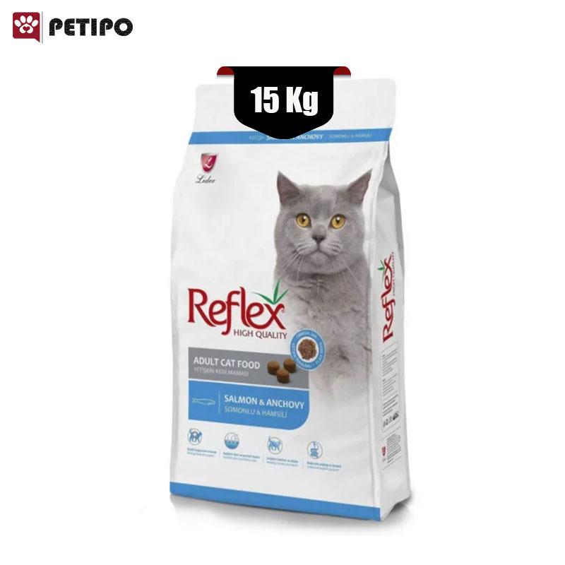 غذای خشک گربه بالغ رفلکس با طعم سالمون و آنچوی (Reflex Adult Cat Salmon & Anchovy) وزن 15 کیلوگرم