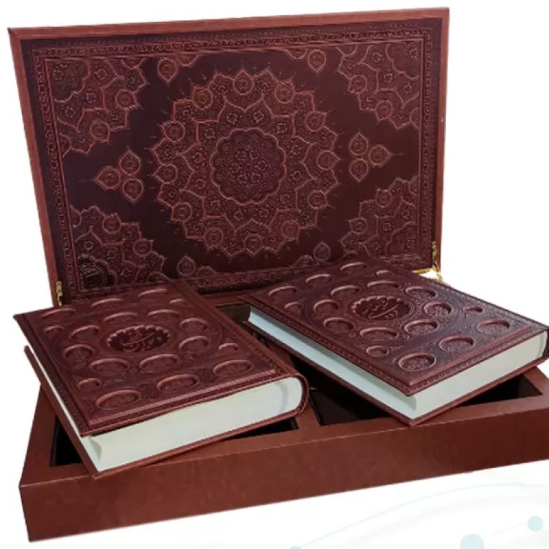 پک 2جلدی وزیری حافظ و شاهنامه گلاسه چرم جعبه دار برجسته نفیس