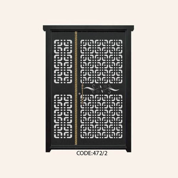 درب یک و نیم لنگه فلزی CNC طرح 472