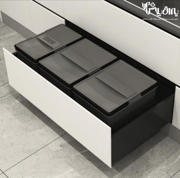 سطل زباله سه قلو بدون ریل مدل EASY FIT ملونی 9038