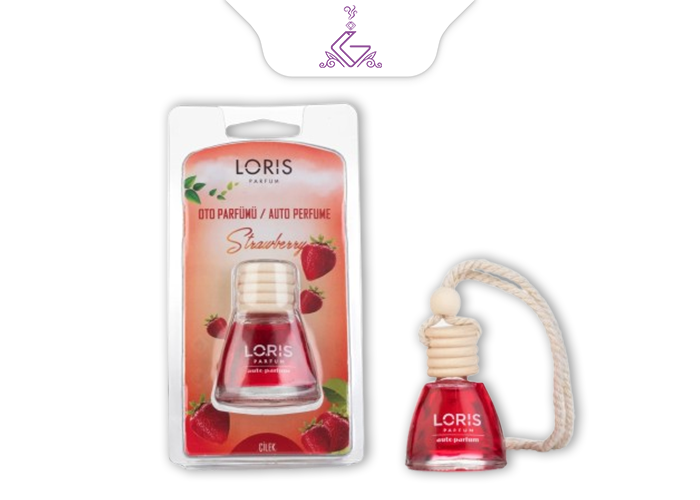 خوشبو کننده ماشینی آویز(شیشه ای) توت فرنگی STRAWBERRY برند لوریس LORIS