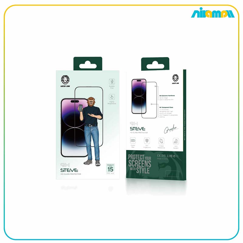 گلس گرین لاین مدل 9H Steve HD مناسب برای گوشی موبایل iPhone 15 Pro Max