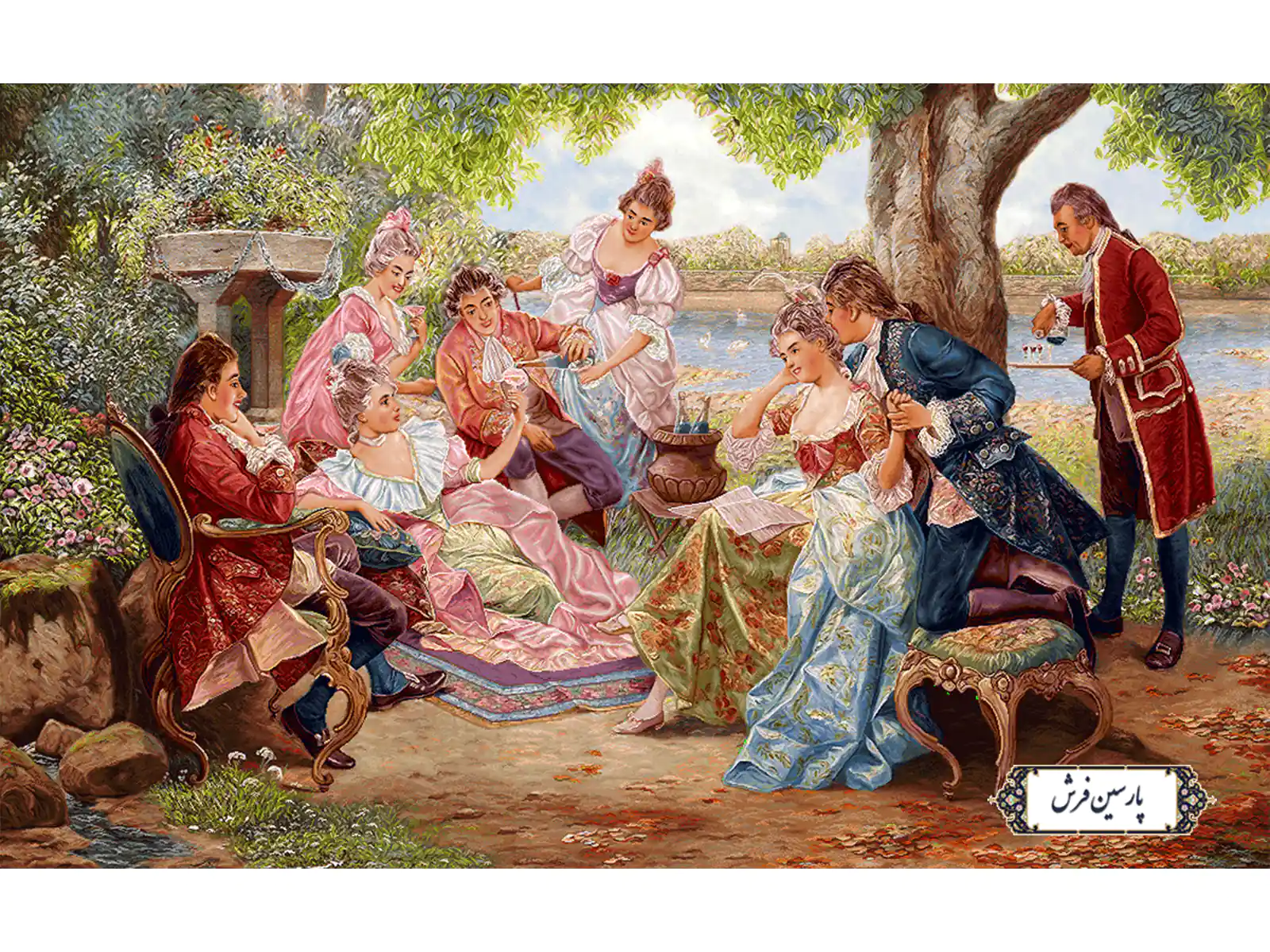 نخ و نقشه تابلو فرش طرح بزم عاشقان - کد NF2184