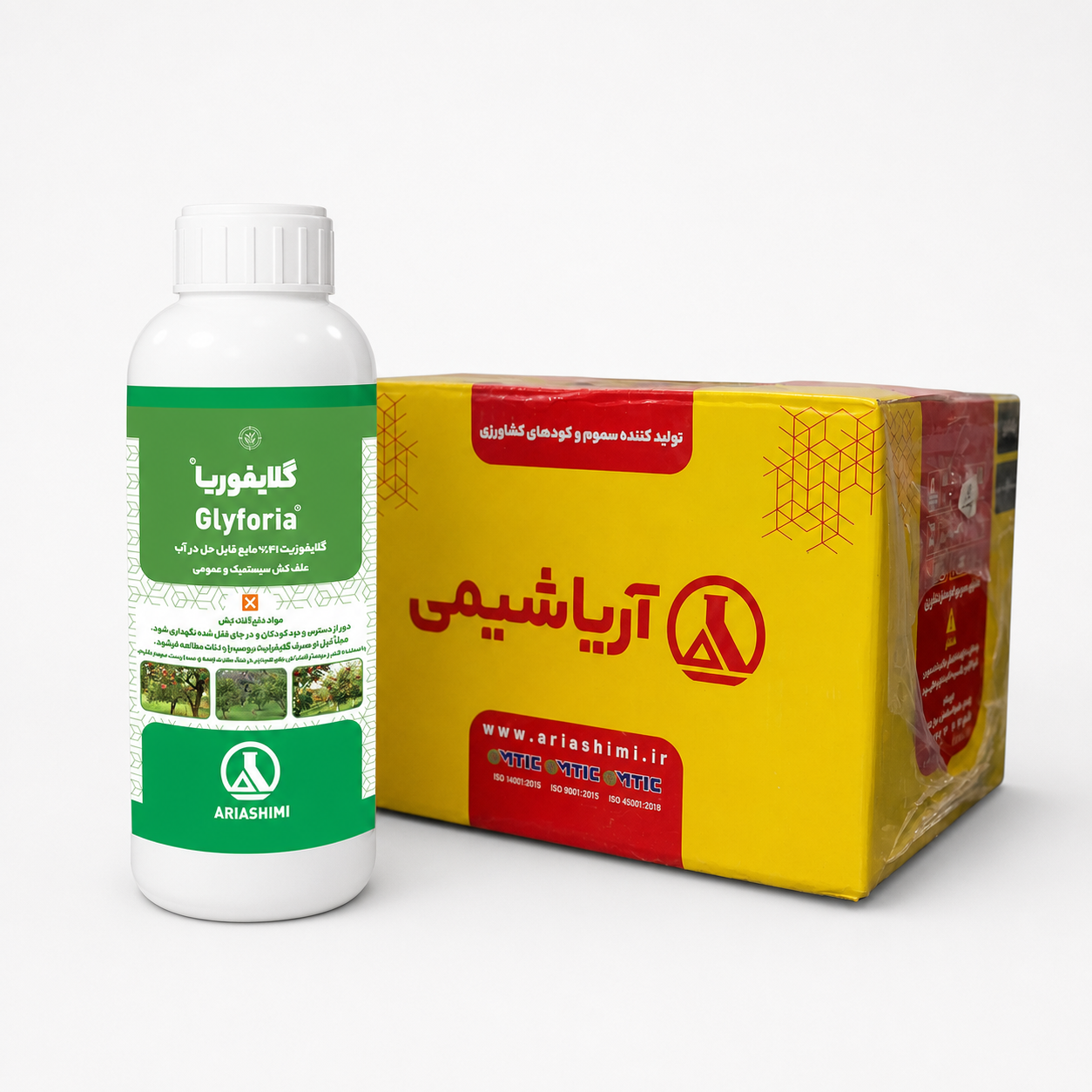 علف کش گلایفوزیت (گلایفوریا) ۴۱٪ SL آریاشیمی – بطری ۱ لیتری (فروش عمده – کارتن ۱۲ عددی)